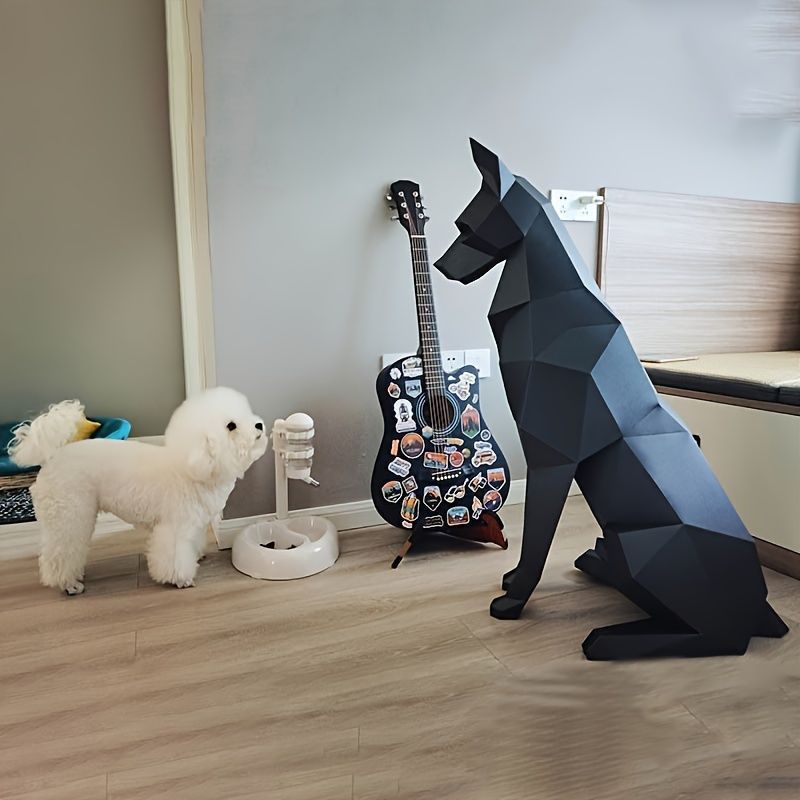 インテリア 犬 置物 彫刻 3D 黒い犬 作品 ドーベルマン 屋外 屋内 動物