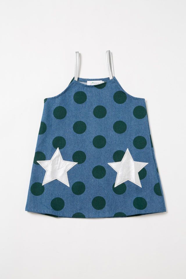 pilkku/ドットデニムワンピース　新品子供服110 キッズ 女の子