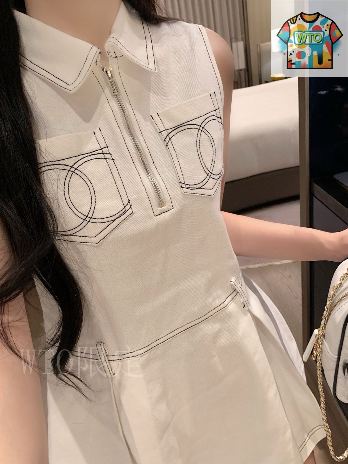 今日特価】Chanel Stitch Logo Denim Dress シャネル明線ロゴ