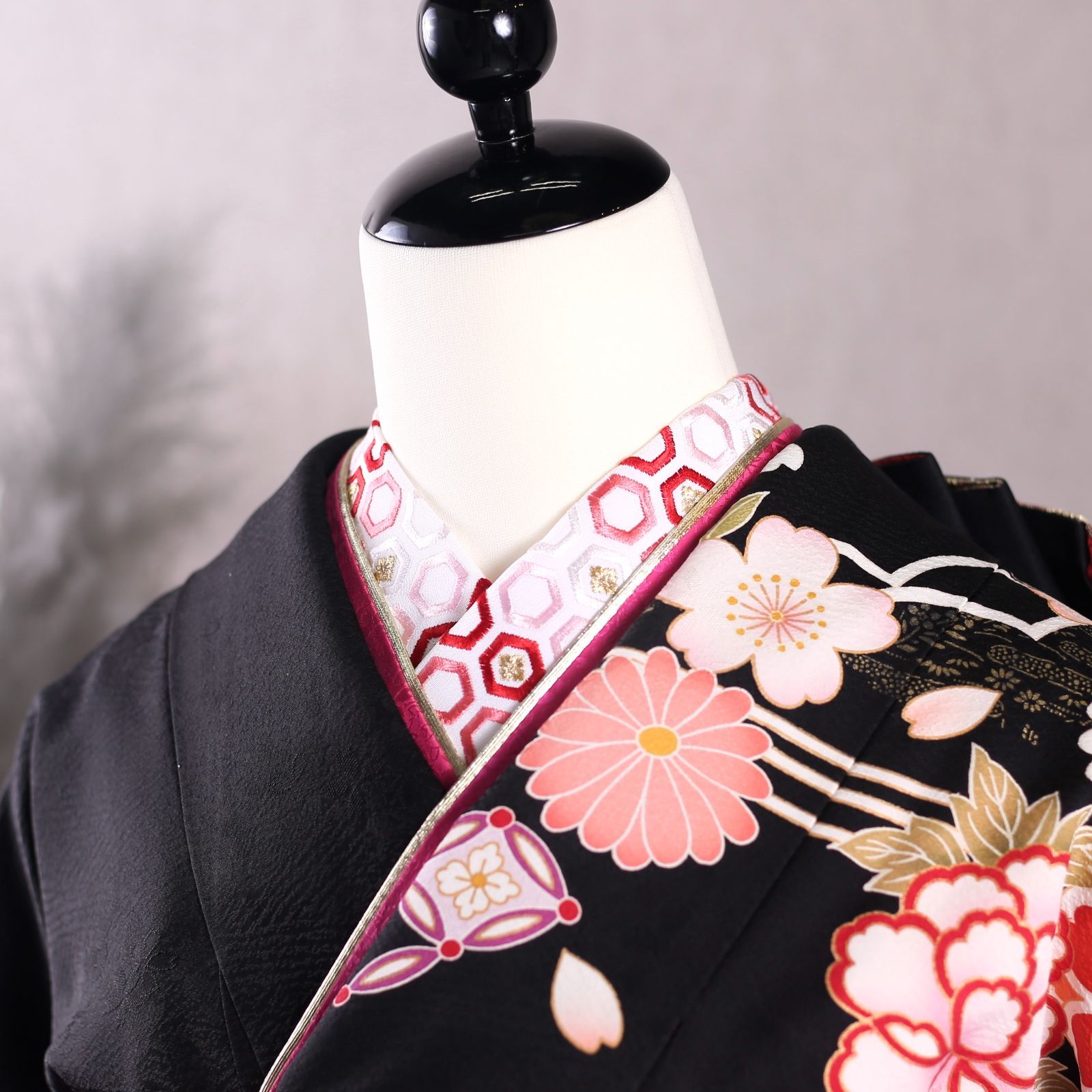 振袖フルセット 振袖セット 振袖 M～Lサイズ 中古 黒×新古典 美品 成人