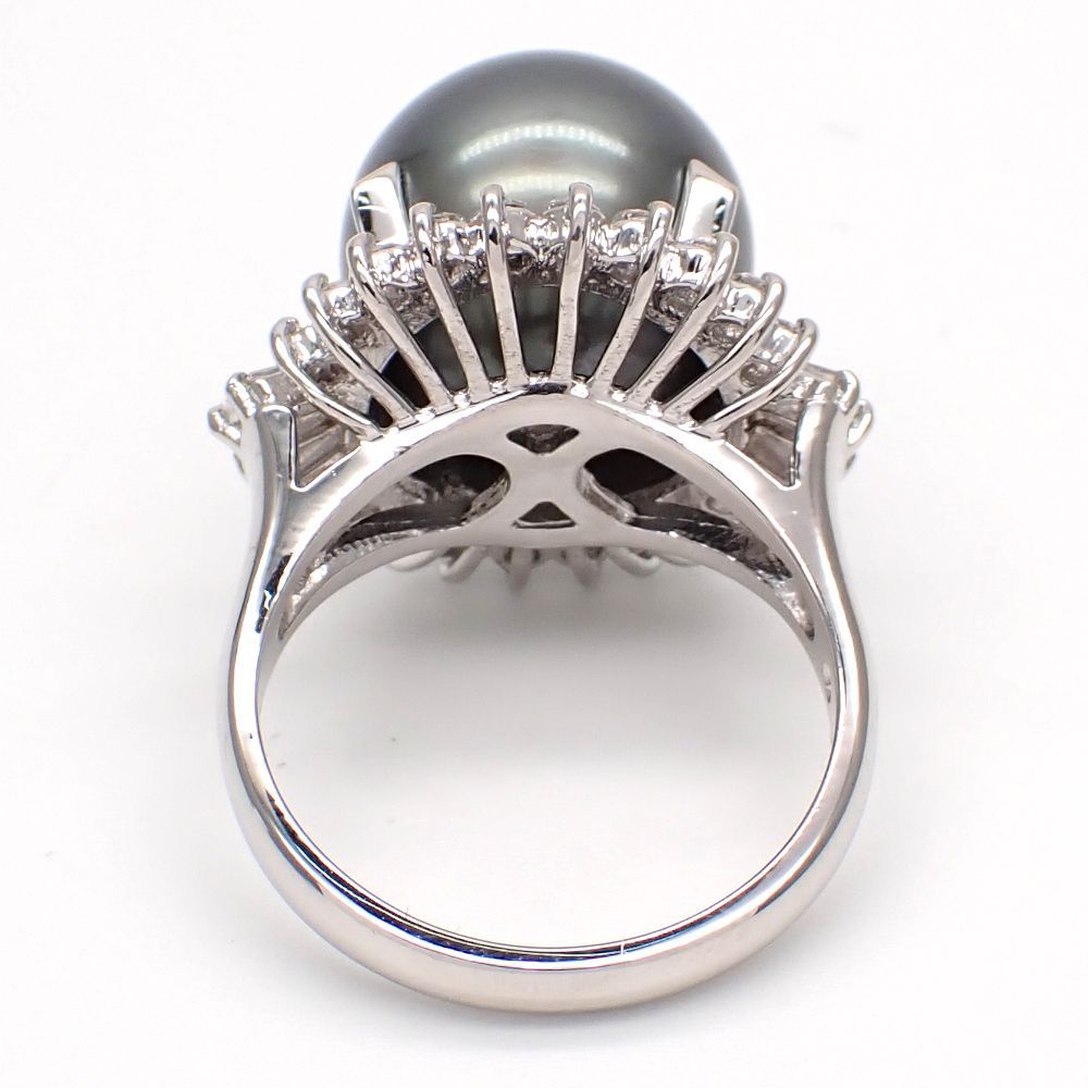 鑑別書付【TASAKI】黒蝶真珠 Pt900 リング ダイヤモンド 0.06ct