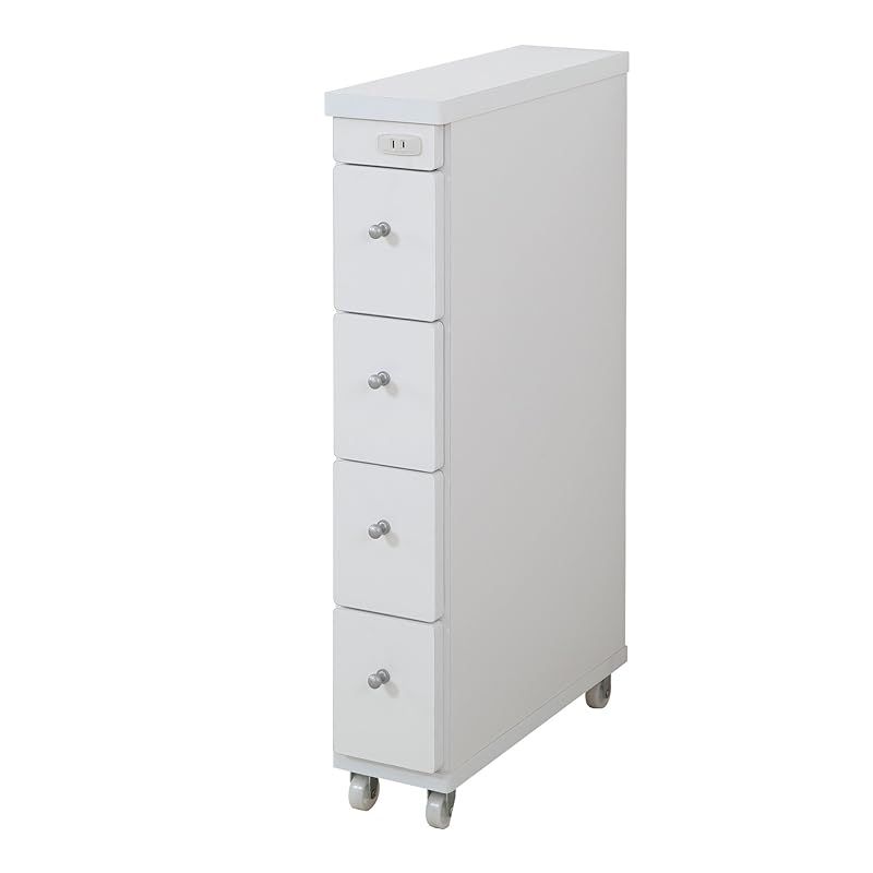 JAJAN スリムキャビネット 幅15 cm 奥行44 隙間ワゴン 完成品 国産 コンセント付き すきま 収納 隙間収納 スキマ キャスター キャビネット キッチン サニタリー RSW 1544 1