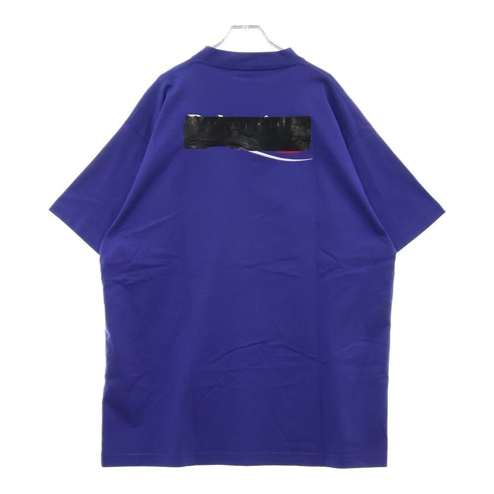 【BALENCIAGA】 半袖 Tシャツ - ネイビー BALENCIAGA (バレンシアガ) Logo Embroidery Taped T-Shirt
