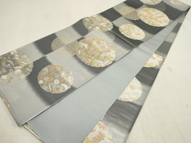 平和屋着物▽六通柄袋帯 松竹梅 宝尽くし丸文 金銀糸 正絹 逸品
