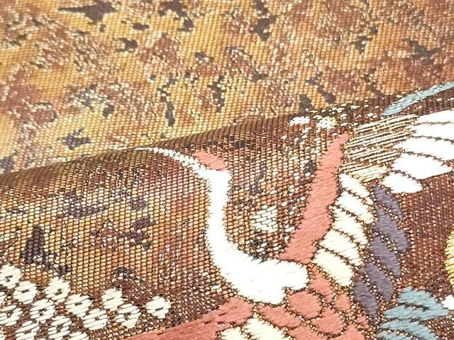 平和屋着物●六通柄袋帯　唐織　宝尽くし花筏　金糸　正絹　逸品　DAAV9397ob 平和屋着物○六通柄袋帯 唐織 宝尽くし花筏 金糸 正絹 逸品 DAAV9397ob