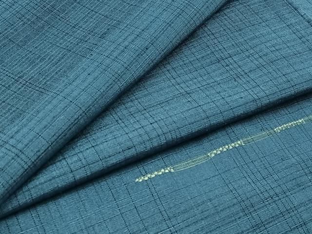 平和屋着物▽くで絣結城　単衣　横段文　反端付き　正絹　逸品　AABB3584jh 平和屋着物▽くで絣結城 単衣 横段文 反端付き