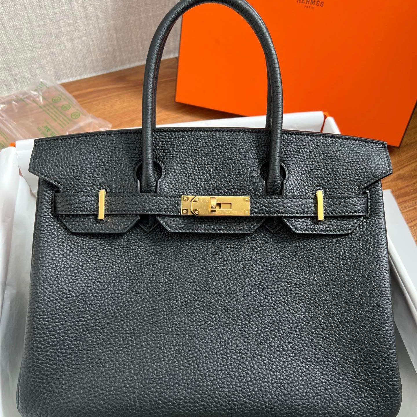 美品 エルメス(HERMES) バーキン30 黒 トゴ ゴールド金具 U刻印