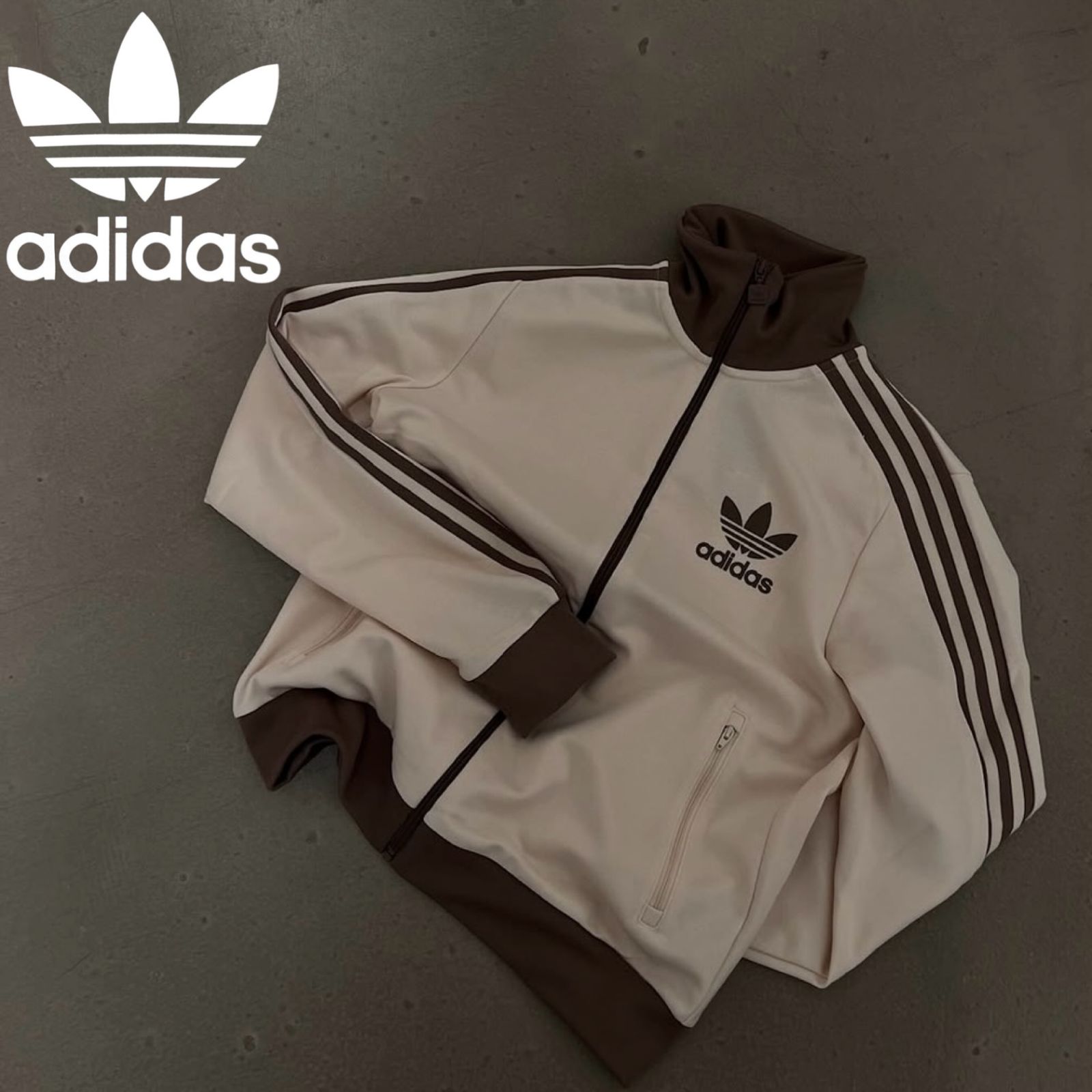 adidas トラックジャケット ベージュ adidas - オールド アディダス ジャージ トラックジャケット 80s
