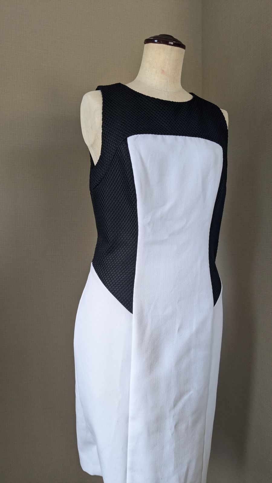 【ローレン・ラルフ・ローレン】ノースリーブ ワンピース バイカラー S 黒×白 190】Lauren Ralph Lauren ローレンラルフローレン ノースリーブ