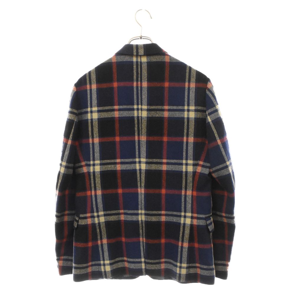 DRIES VAN NOTEN (ドリスヴァンノッテン) 15AW タータンチェック ウール 1B シングルテーラードジャケット ネイビー/レッド