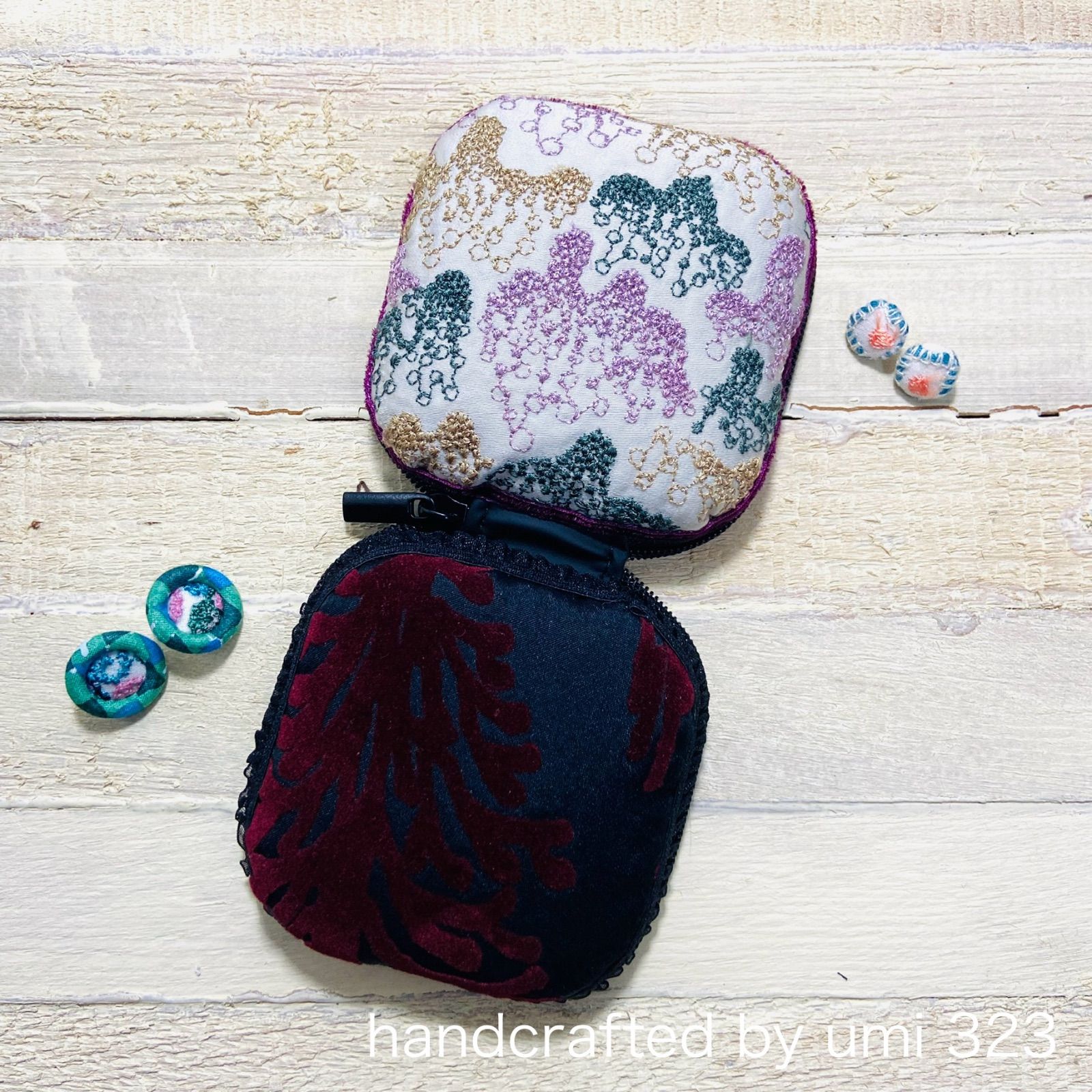 ミニハードケース metsa trickle レッド ボルドー ハンドメイド ミナペルホネン生地使用