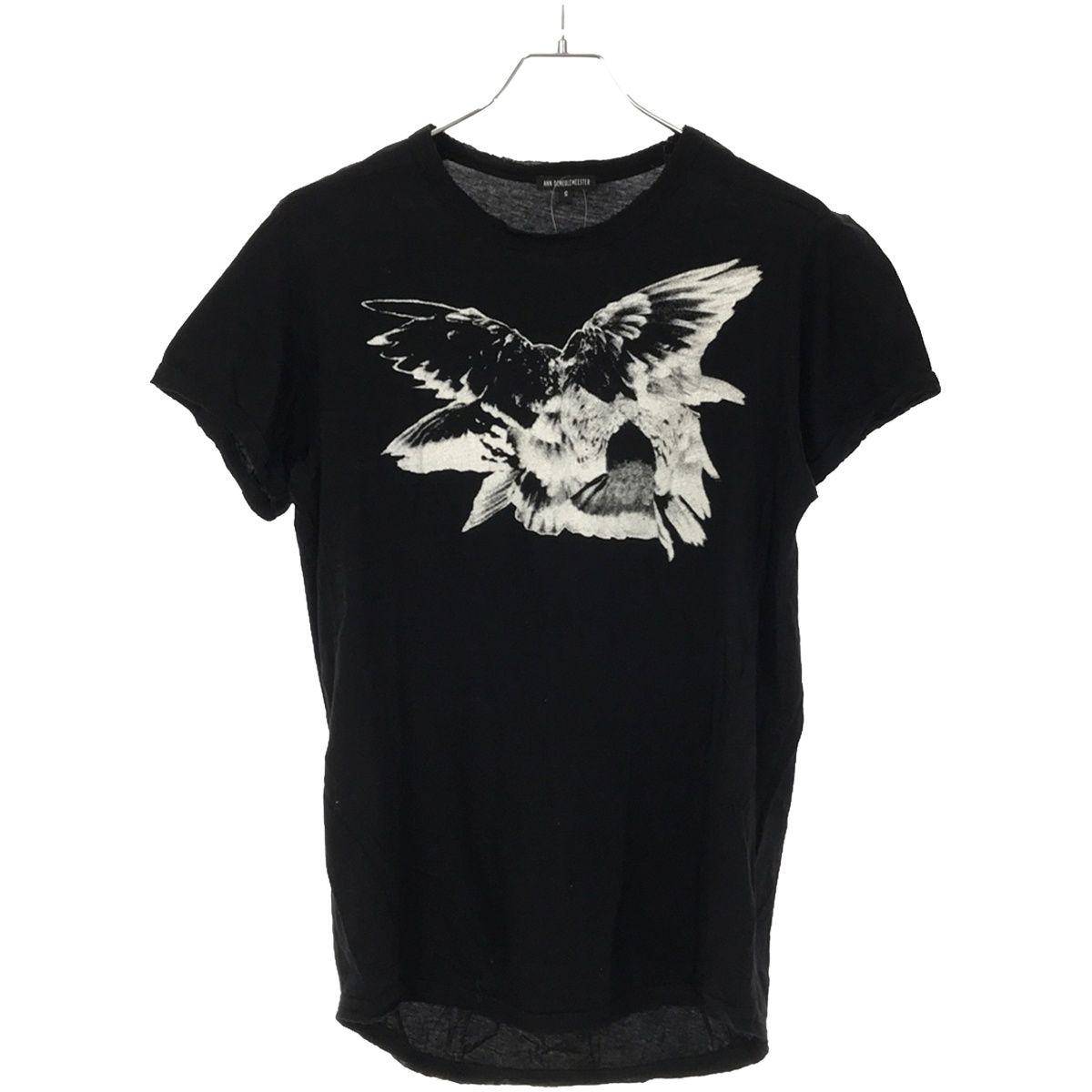 ANN DEMEULEMEESTER アンドゥムルメステール 2010SS バードプリントコットンTシャツ ブラック S - メルカリ