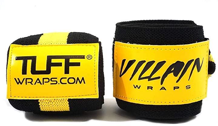 Villain Wraps タフラップ tuff Wrapsリストラップ 筋トレ用手首固定サポーター(黄黒，  16)