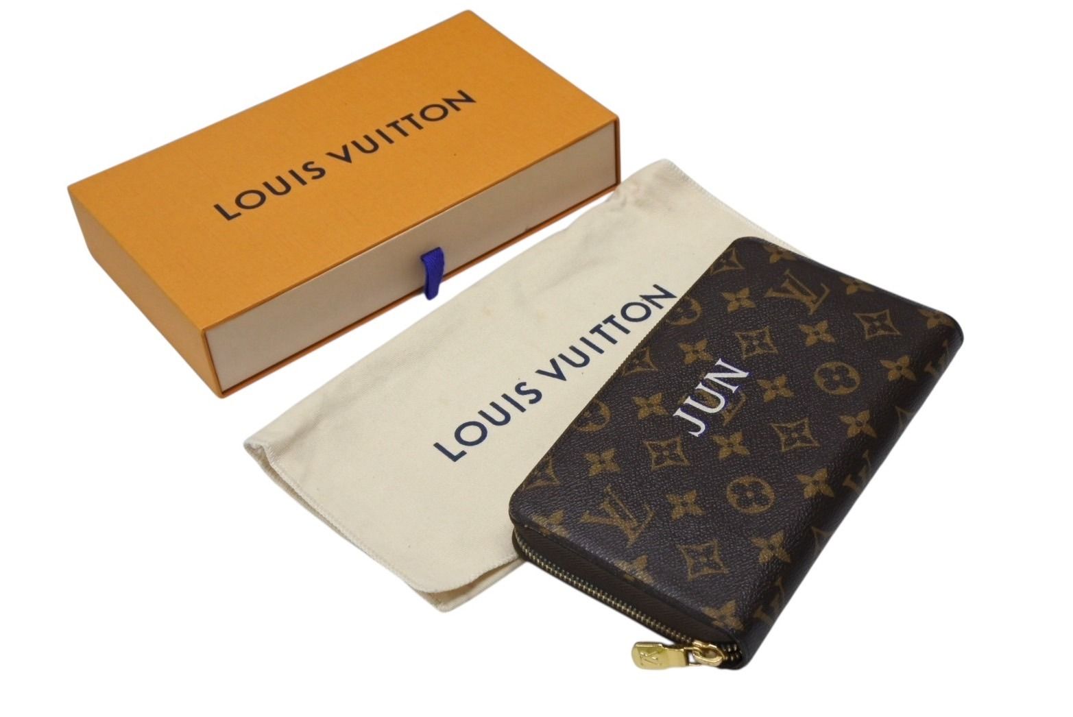 LOUIS VUITTON ルイヴィトン ジッピーウォレット イニシャル入り M60017 モノグラム ブラウン 長財布 4b008321