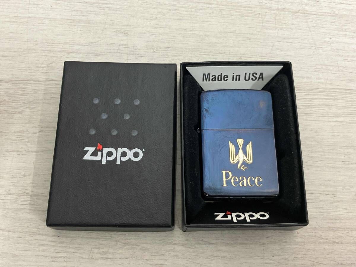 ☆ ZIPPO ライター ☆ Peace ピース ブルーチタンコーティング ZIPPO 