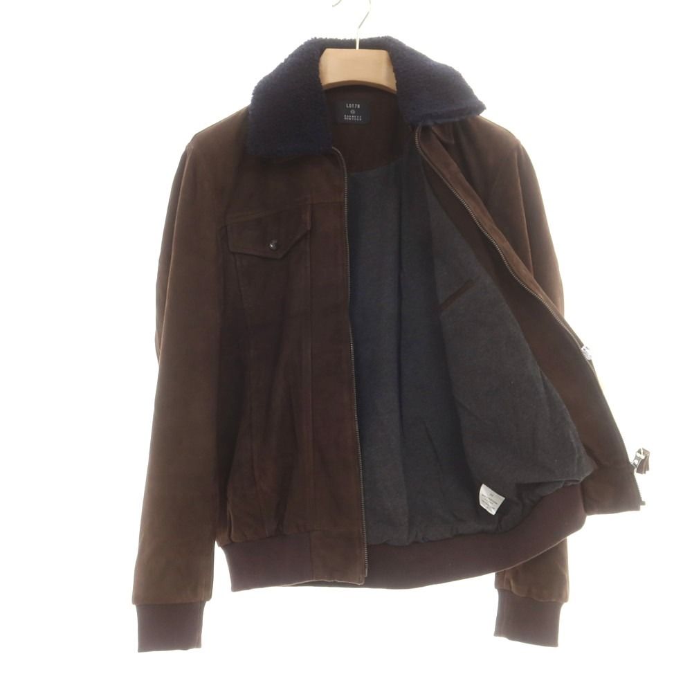 レザーブルゾン ダークブラウンxネイビー