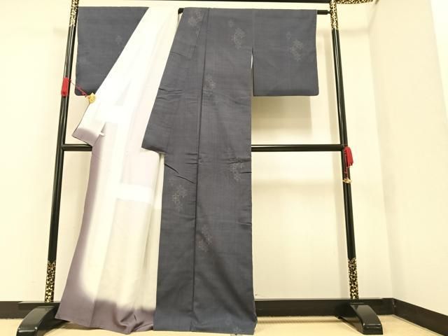 平和屋着物●本場結城紬　重要無形文化財　100亀甲　飛び亀甲　麻の葉文様　紅消鼠色地　正絹　逸品　AAAW0043ph 平和屋着物○本場結城紬 重要無形文化財 100亀甲 飛び亀甲 麻の葉文様