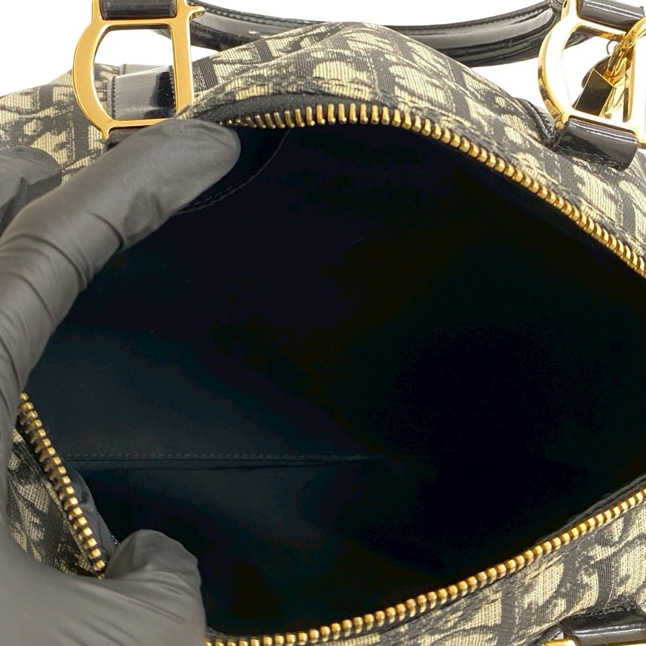 Dior トロッター パテント ミニハンドバッグ ブラック ヴィンテージ Christian Dior トロッター ミニ ハンドバッグ ブラック