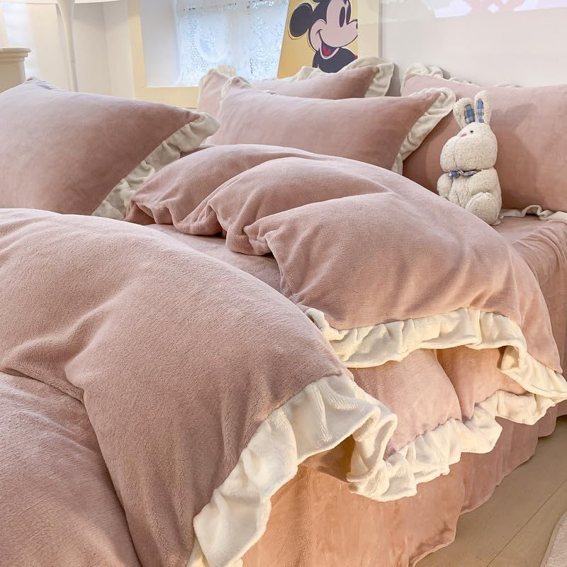 布団カバーセット マイクロファイバー フランネル 3点セット 4点セット 毛布カバー あったか フリル付き布団カバー 冬 吸湿発熱 静電気防止 寝具カバー 洋式 和式兼用 ベッドカバー 掛け布団カバー ボックスシーツ 枕カバー シーツカバー 肌に優しい