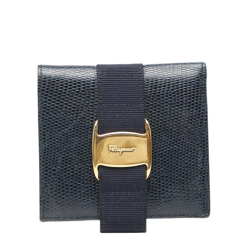 サルヴァトーレフェラガモ ヴァラリボン ネイビー レザー レディース Salvatore Ferragamo 1-0235690