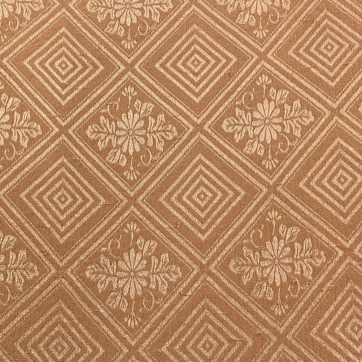 反物 秀品 色無地 地紋 薄オレンジ 正絹