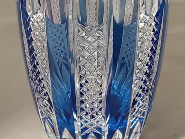 美品】KAGAMI CRISTAL カガミクリスタル/江戸切子/切子花瓶