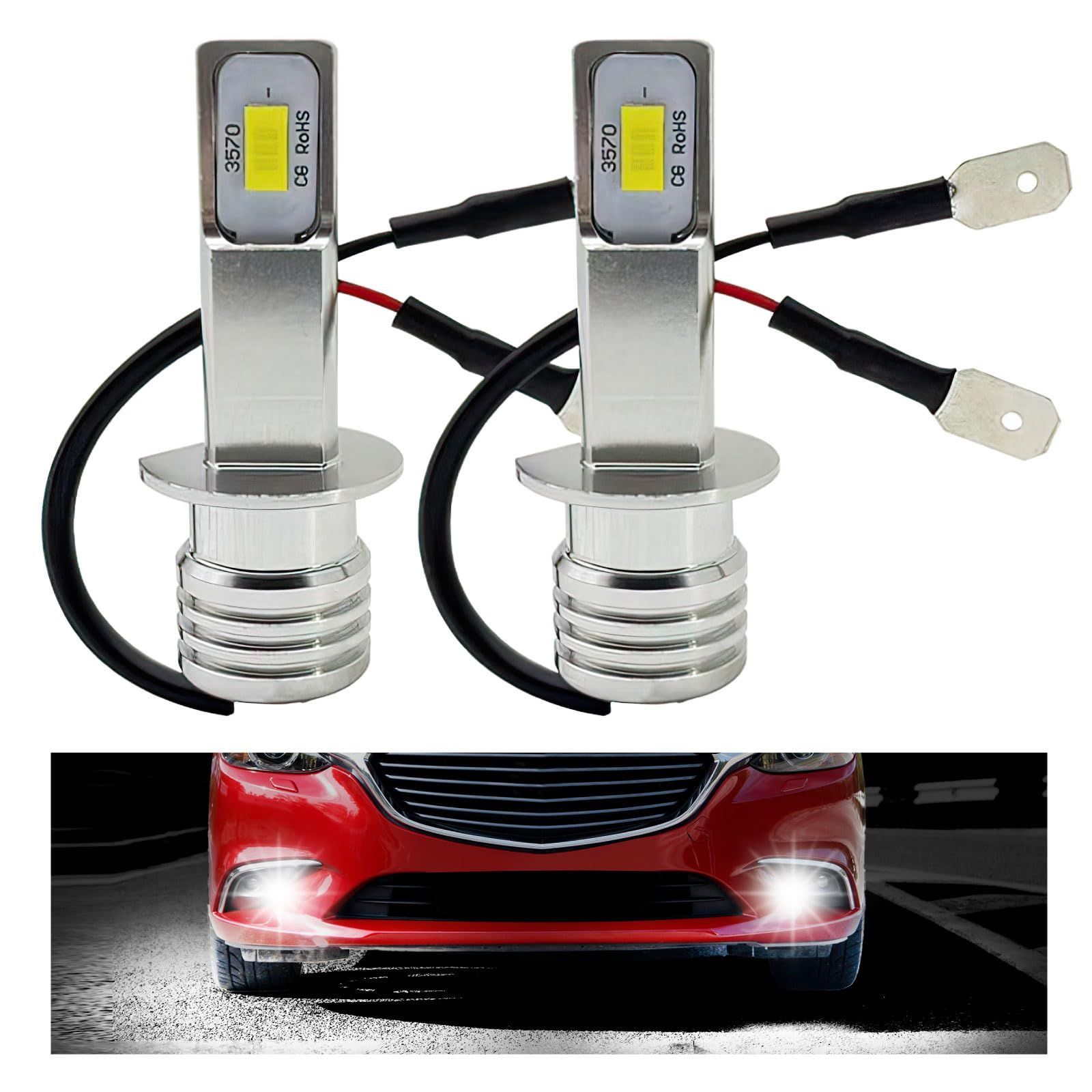 【在庫処分】フォグランプ 12V LED 24V ショート バルブ 3570 H3 フォワード プロフィア ギガ レンジャー Meliore 2個 セット 白 ホワイト
