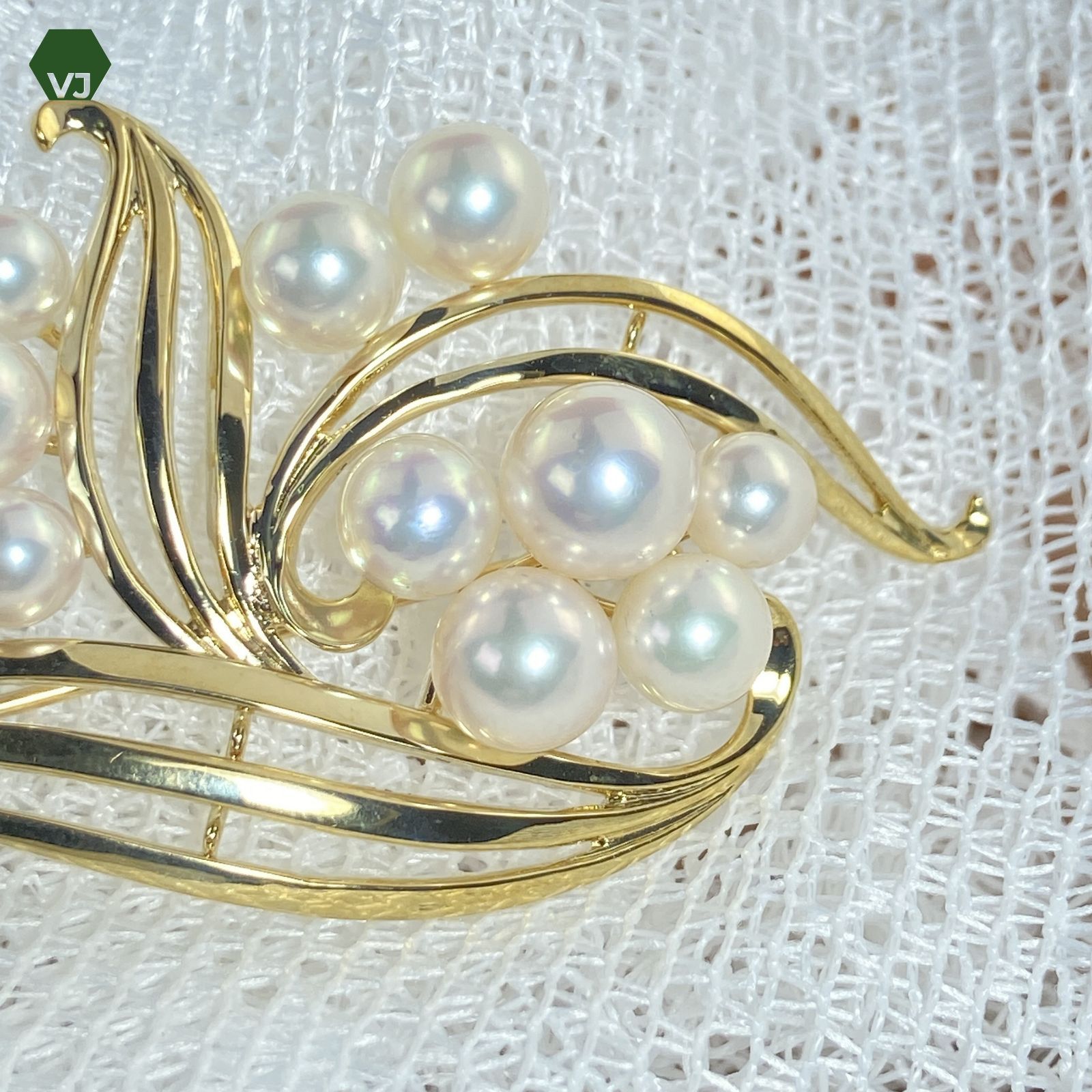 19-10】【MIKIMOTO】パール ブローチ【中古】【K14YG 】☆By vivid-J 