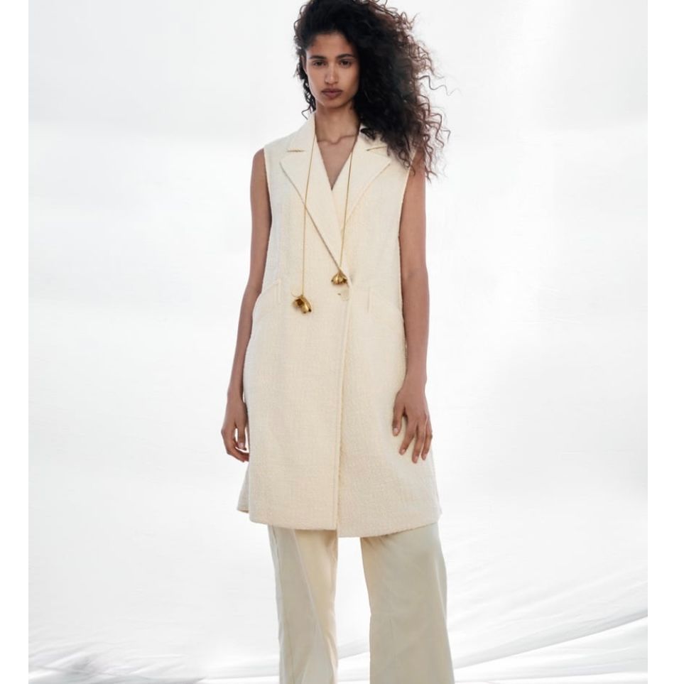 スペイン発送 ZARA テクスチャードレス エクリュベージュ 最新作 org.jpg