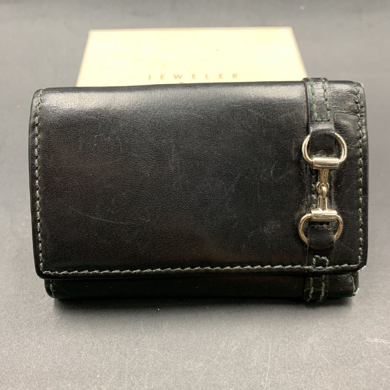 66 GUCCI グッチ キーケース 6連 レザー ブラック ホースビット メンズ