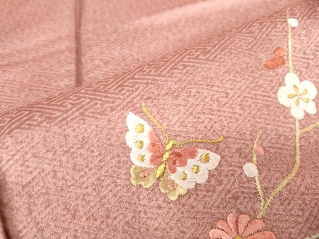 平和屋着物○訪問着 絞り 刺繍 枝垂れ花 鴛鴦文 金銀糸 正絹 逸品