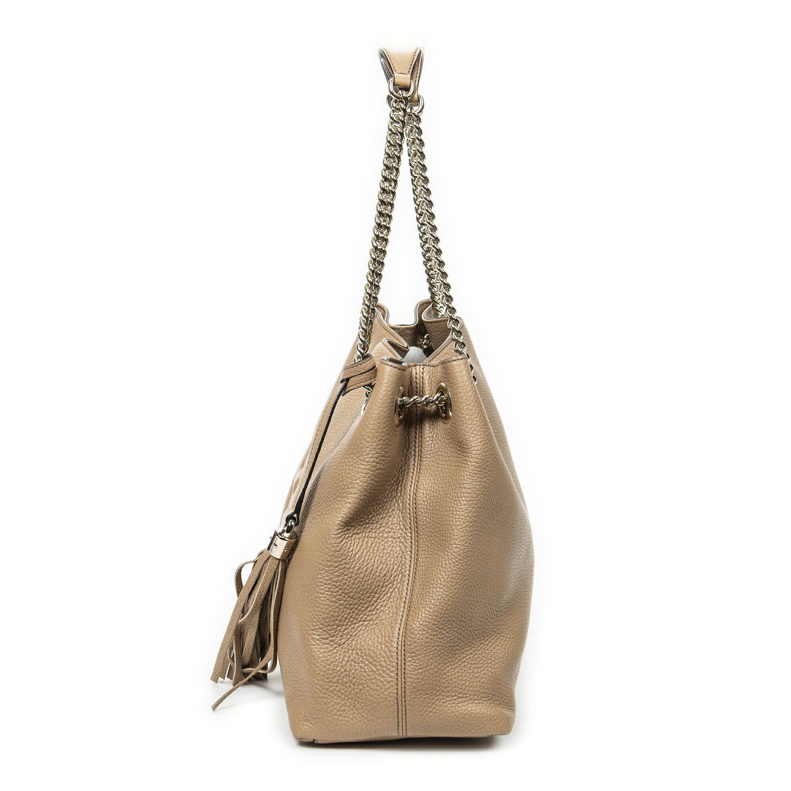 チェーン トートベージュグレインカーフスキンレザーA