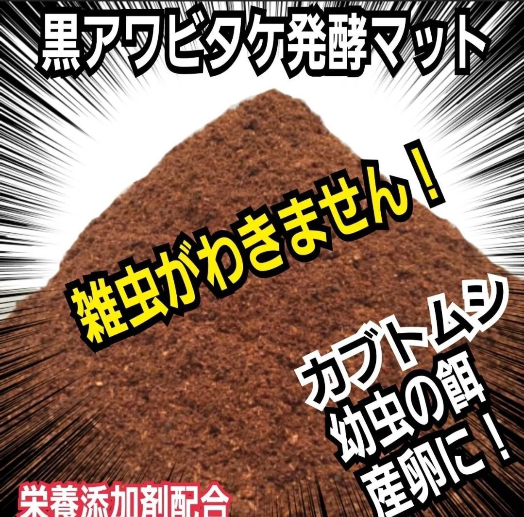 カブトムシ 黒アワビタケ菌床発酵マット 50リットル 5袋セット 幼虫の餌 産卵に抜群 コバエ 雑虫が湧かない 栄養添加剤入りで大きくなる クヌギ100％原料使用 保存にも便利なチャック付き袋