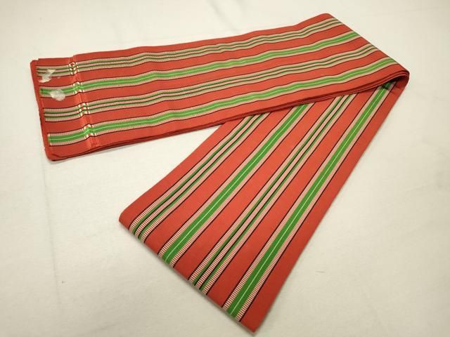 平和屋着物○本場筑前博多織 半幅帯 花唐草間道 正絹 逸品 DAAY0195ob