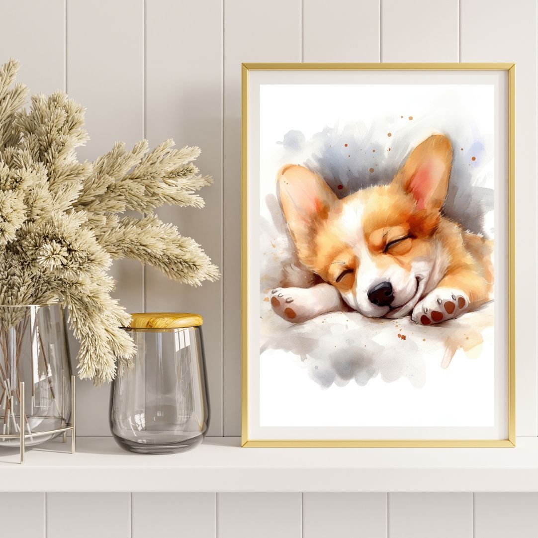 コーギー ウェルシュコーギー 犬 犬の絵 原画 絵画 鉛筆画