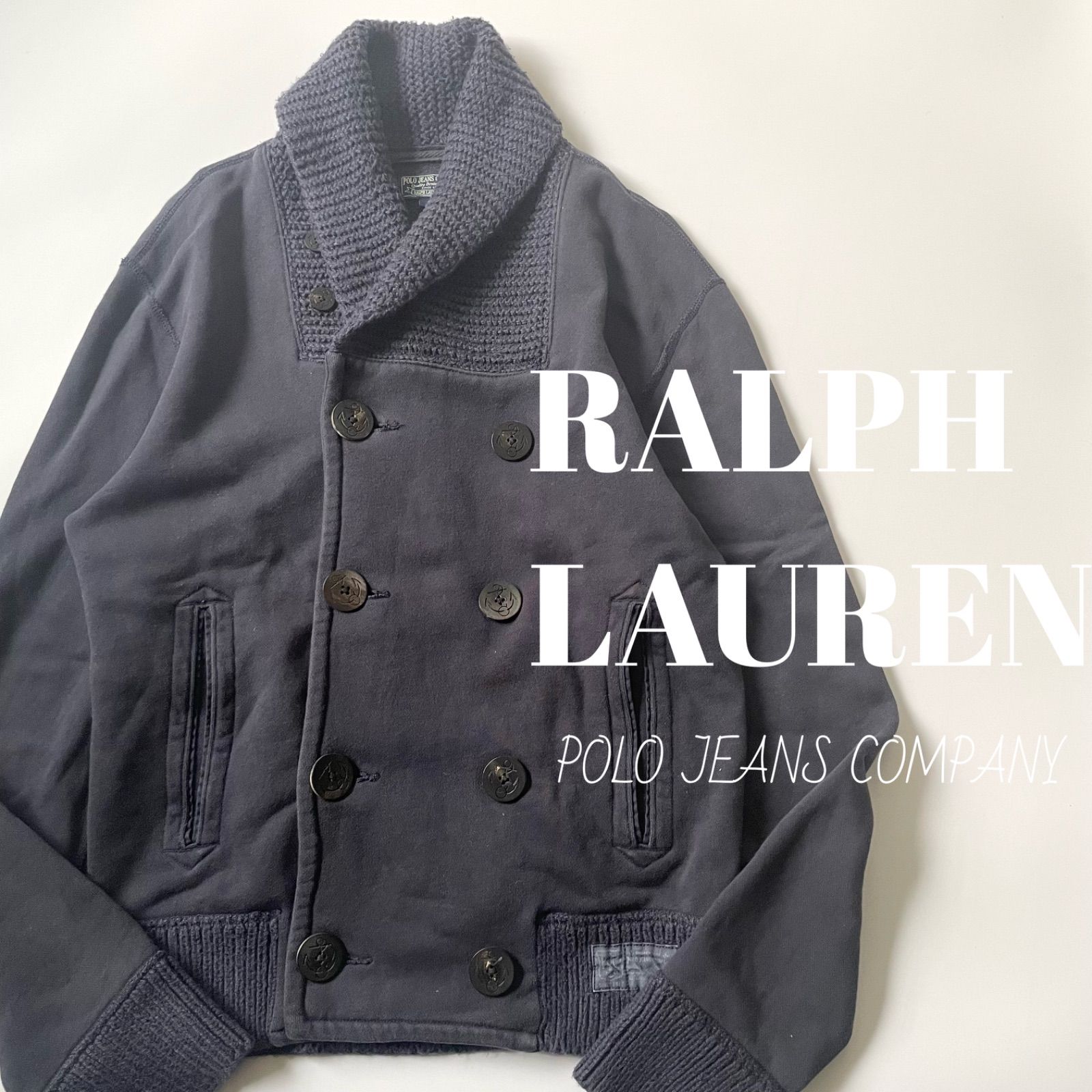 RALPH LAUREN ラルフローレン / ニット切り替え スウェット ショール