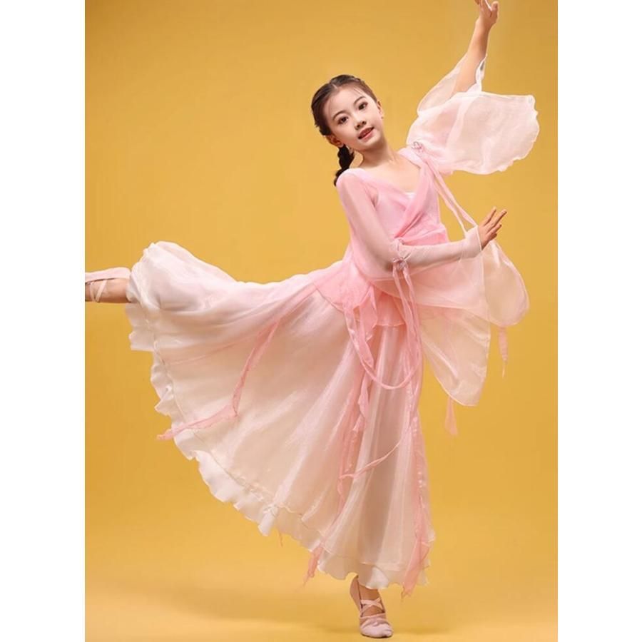 【最新作入荷】 高品質 文化祭 女の子古典ダンス衣装 飄逸な子供古典ダンス服 3点セット チャイナブラウス キュロットスカート 扇子古典ダンスウェア シフォン 子供 唐装 BJ1003ML03 ハロウィン