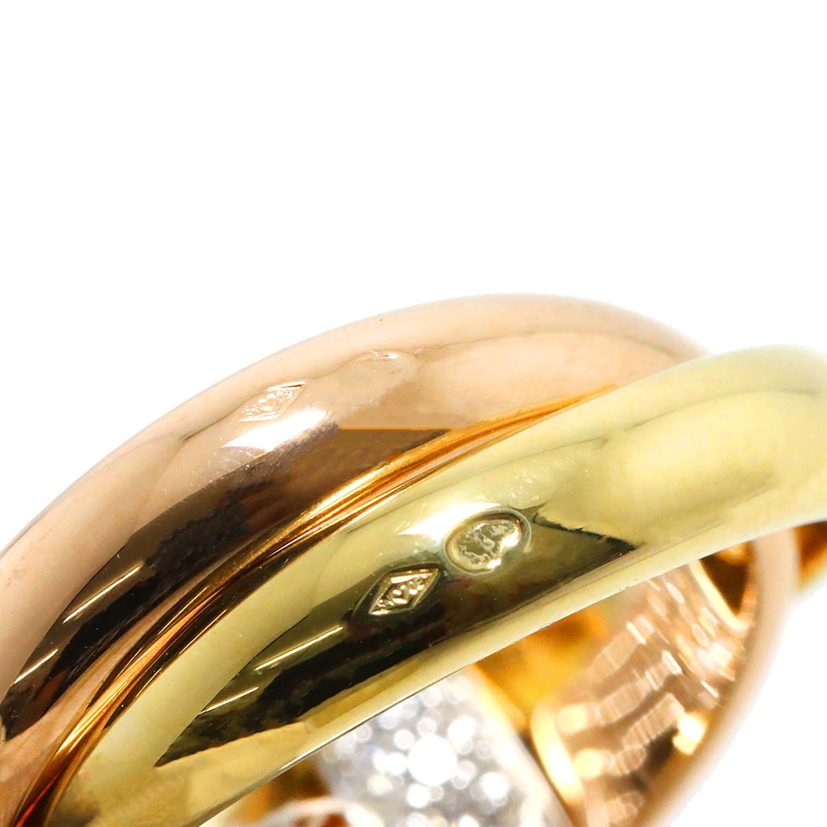 カルティエのk18 3連リング 磨き済み□カルティエ Cartier 3連リング トリニティ K18スリーカラー