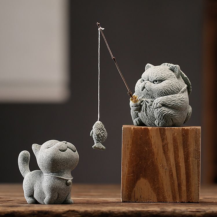 猫と和風ミニチュアセット 水槽飾り 猫 2個セット 置物 和風 ネコ 猫 玄関 インテリア 置物 おしゃれ オブジェ 卓上 プレゼント ミニ ねこ 雑貨 置き物 飾り 動物  雑貨 かわいい クリスマス 誕生日 ギフト プレゼント