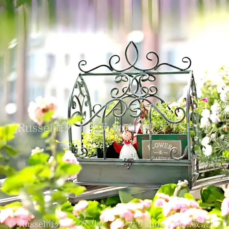 プランタースタンド ヴィンテージ調 鳥かご風 シャビー加工 シャビー