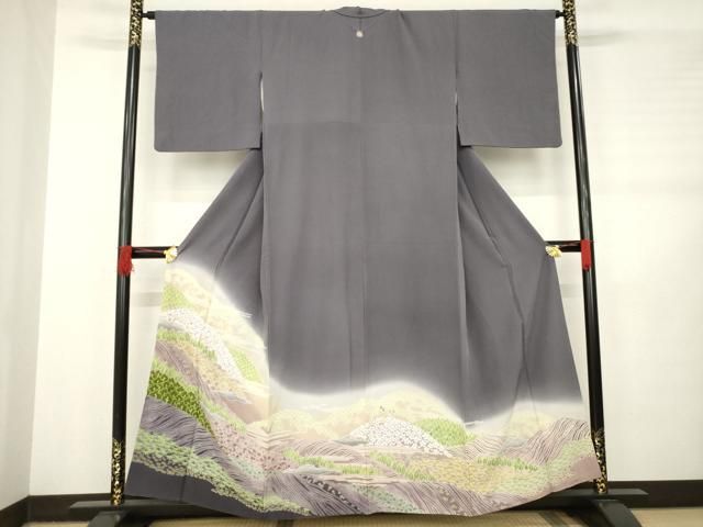 平和屋着物●豪華色留袖　作家物　中国三大刺繍　相良刺繍　遠山花文　おぼろ染　重ね絞り　正絹　逸品　AABB7281ck 平和屋着物○豪華色留袖 作家物 中国三大刺繍 相良刺繍 遠山花文