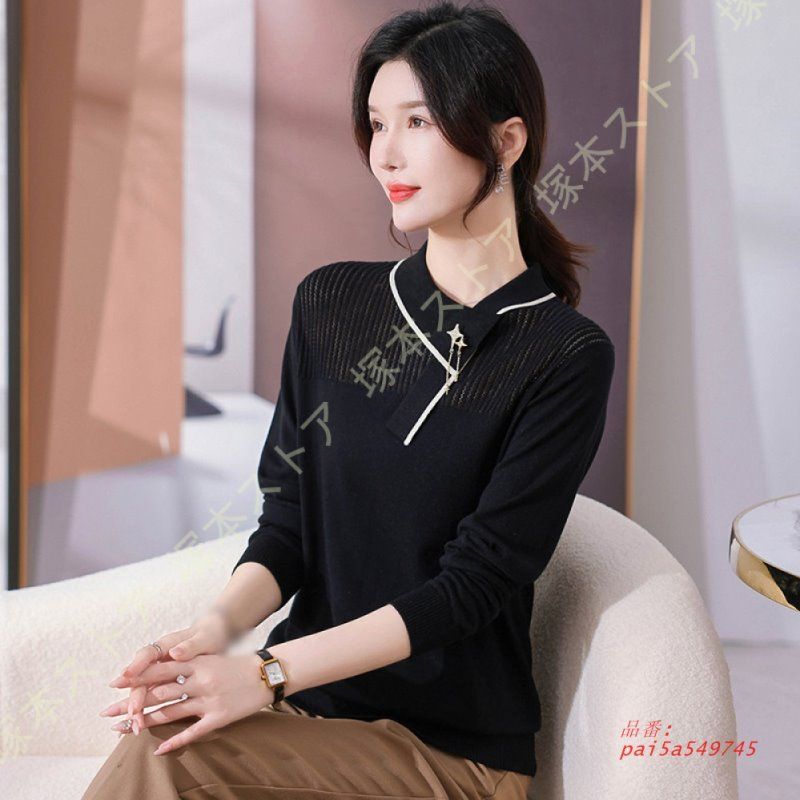 レディース セーター ニット ショート丈 オーバーサイズ カシュクール カットソー 大きいサイズ かわいい ゆったり トップス プルオーバー カジュアル 長袖 pai5a549745