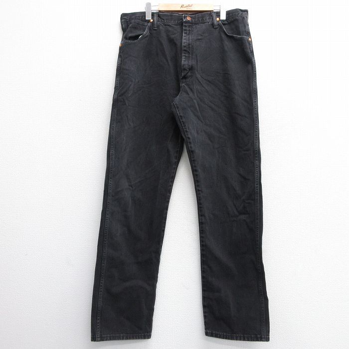 W39/古着 ラングラー ジーンズ メンズ 90s コットン 黒 ブラック デニム 25jan17 中古 ボトムス ジーパン Gパン ロング パンツ