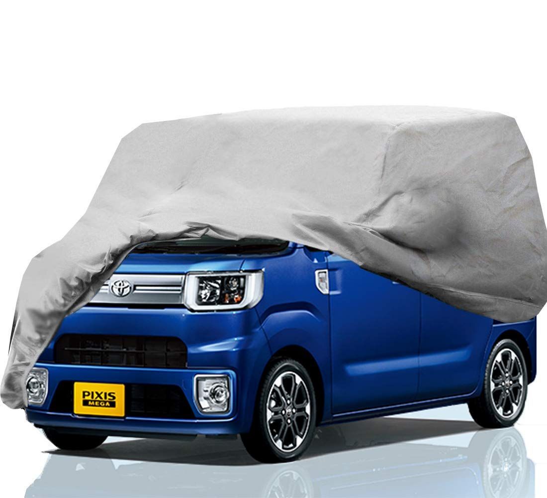 新品 車カバー ボディーカバー 軽自動車 カーカバー 自動車 4層構造 裏起毛 防水防塵防輻射紫外線 (シルバー 365*165*152CM)