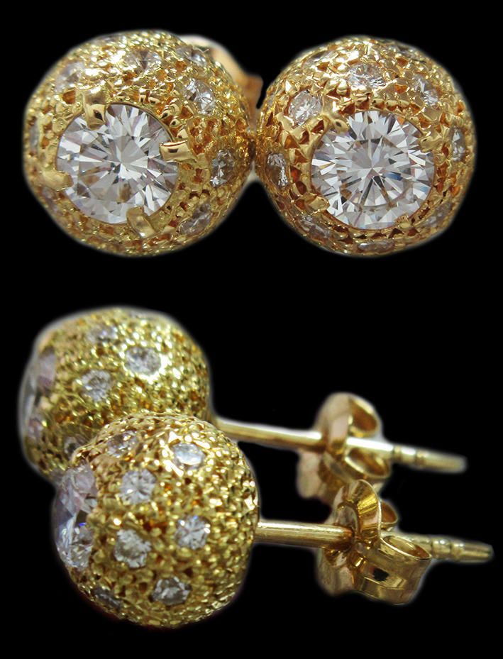K18YG天然ダイヤモンド ラウンド 0.8ct 全面きらきらミラーボール 