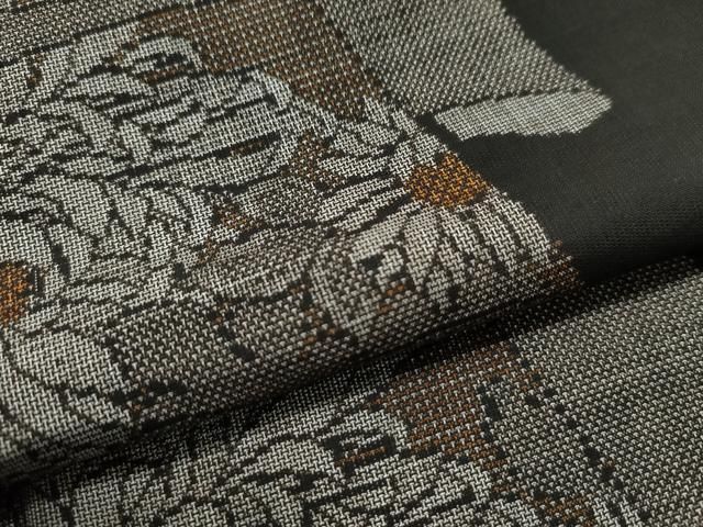 平和屋着物●本場大島紬　9マルキ　地空き　乱菊絵巻文　正絹　逸品　CAAS7543yc 平和屋着物○本場大島紬 9マルキ 地空き 乱菊絵巻文 正絹 逸品