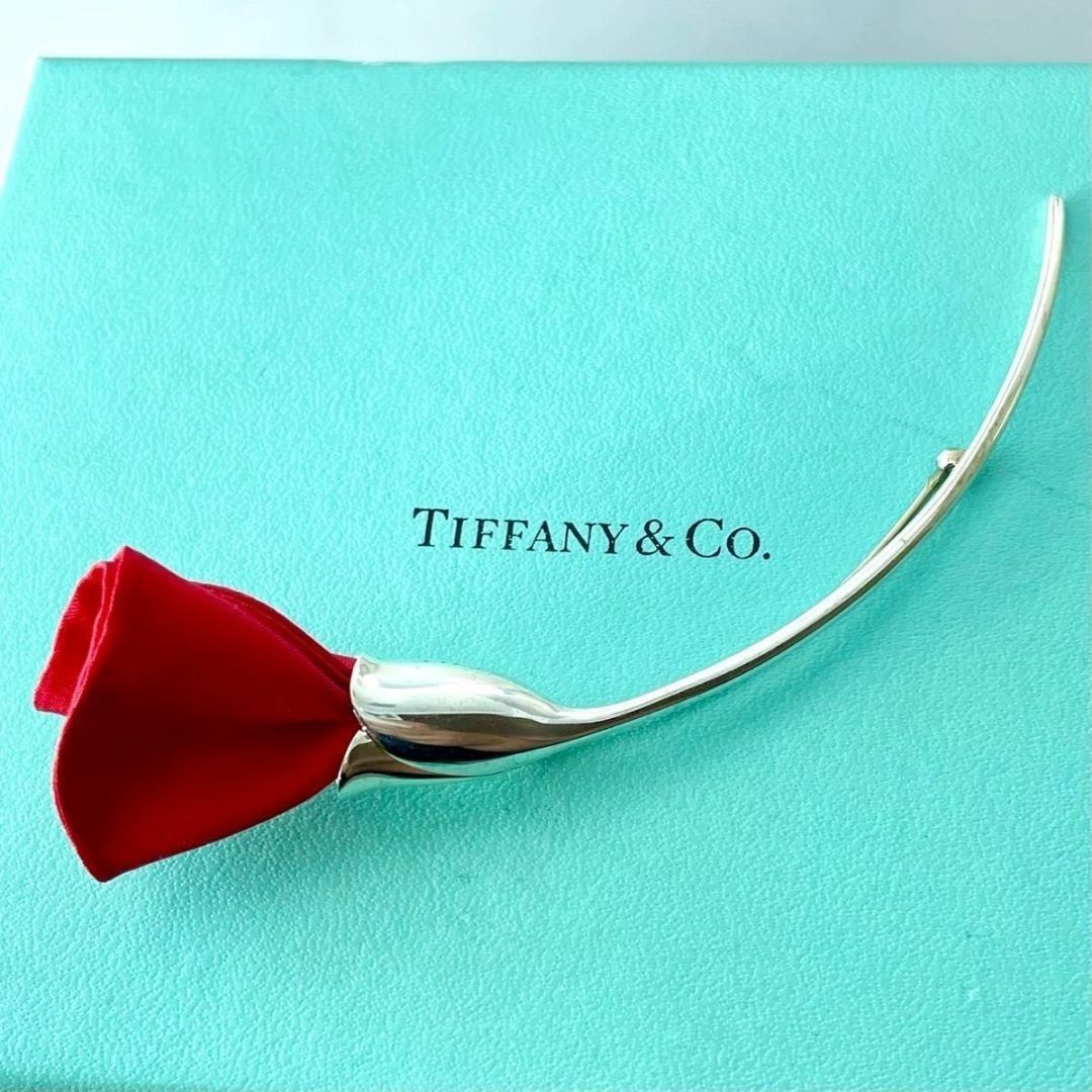 ティファニー アマポーラ レッド フラワー ブローチ SZ3fe