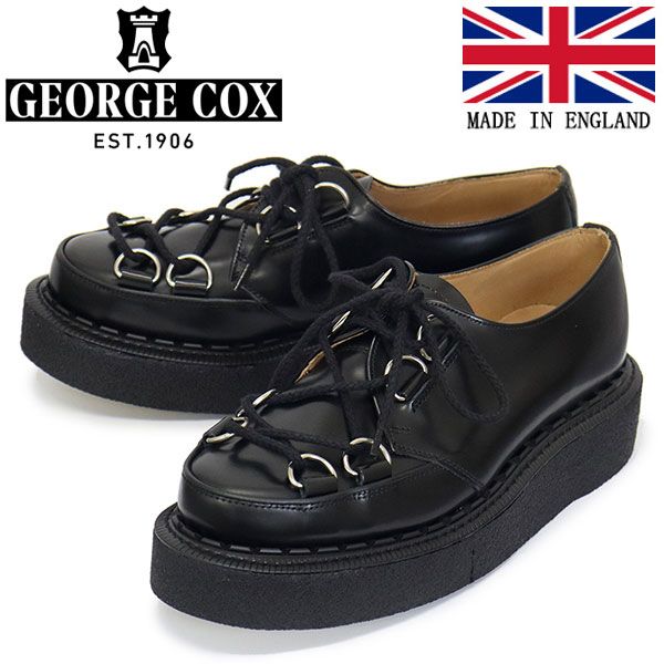 GEORGE COX (ジョージコックス) TIE-DOWN SKIPTON 15476 VI ラバーソール レザーシューズ 040 BLACK  UK6-約