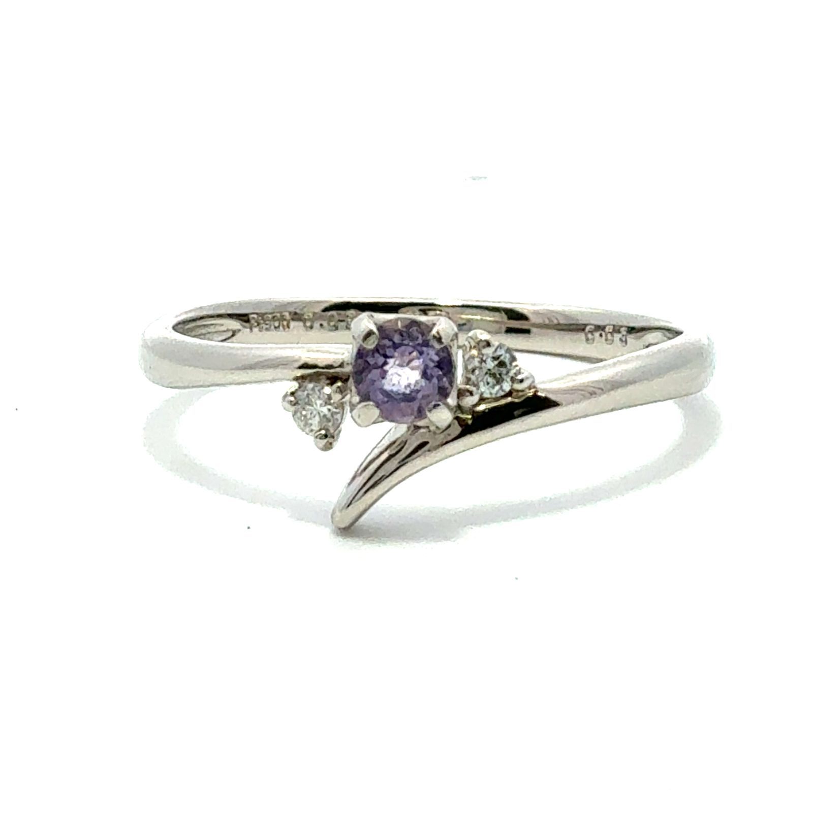 新品未使用】UVで色変化！天然ハックマナイト Pt900リング 0.35ct 
