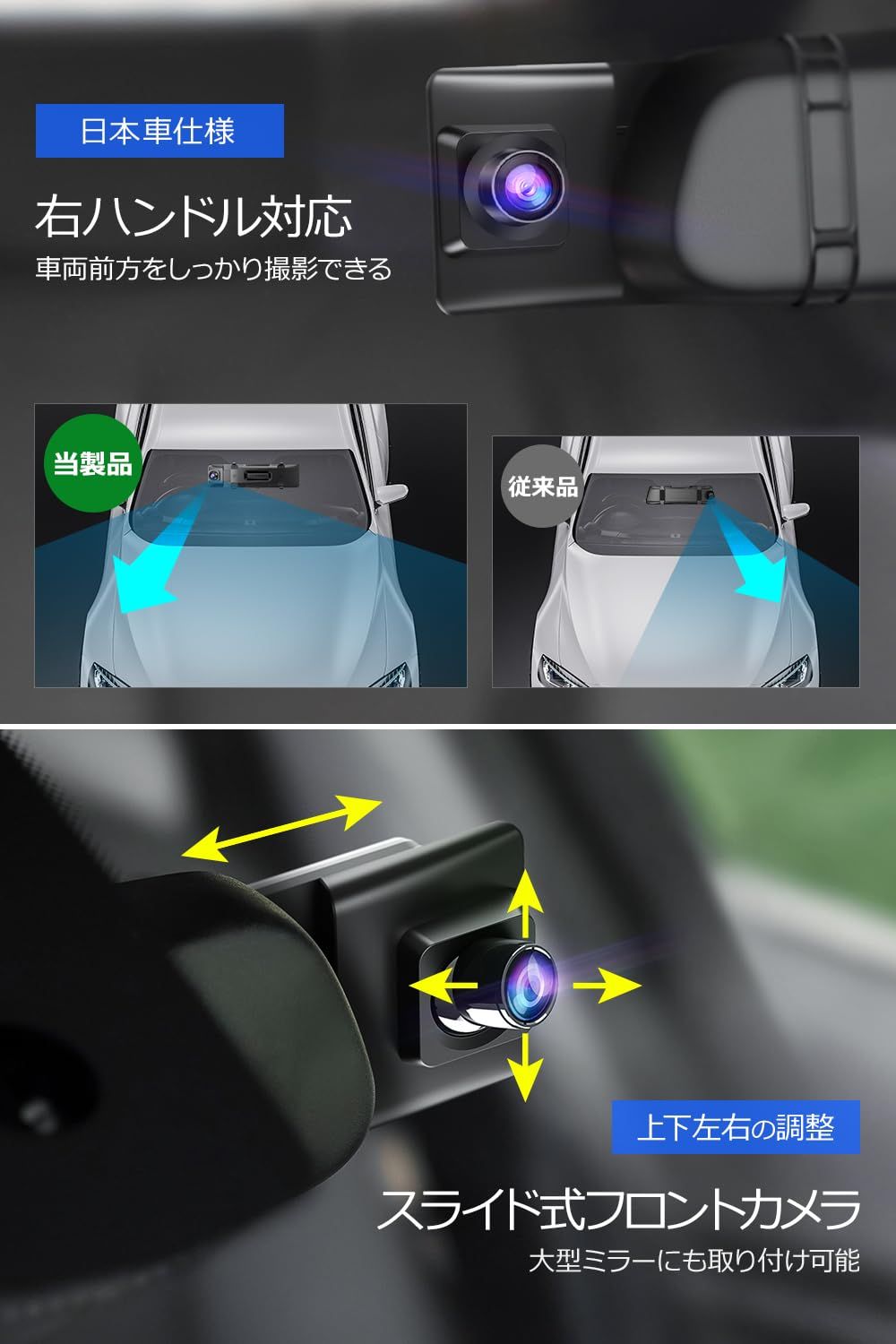 ドライブレコーダー ミラー型 4K 2025革新型-12インチIPS大画面-64GB SDカード ドライブレコーダー 前後カメラ GPS搭載 ドラレコ IMX589センサー ミラレコ 170度広角 タッチパネル HDR WDR 全国LED信号機対策 地 BRIGHTFACE_UK